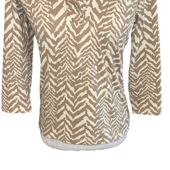J. McLaughlin Durham Tan & Cream Zebra Print Ruffle Collar Top - XS - Picture 4 of 11